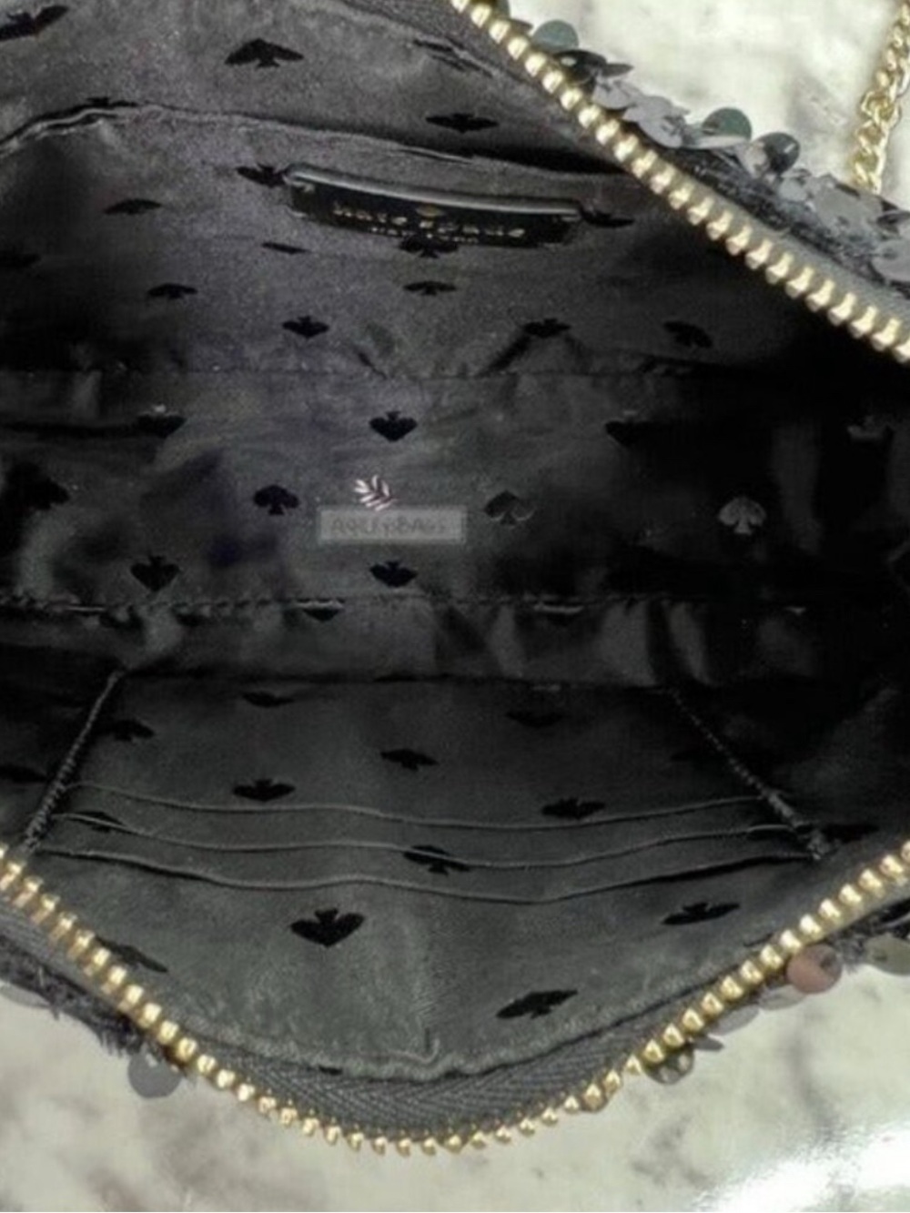 kate spade Black Sequin Chain Shoulder Clutch - Picture 3 of 5